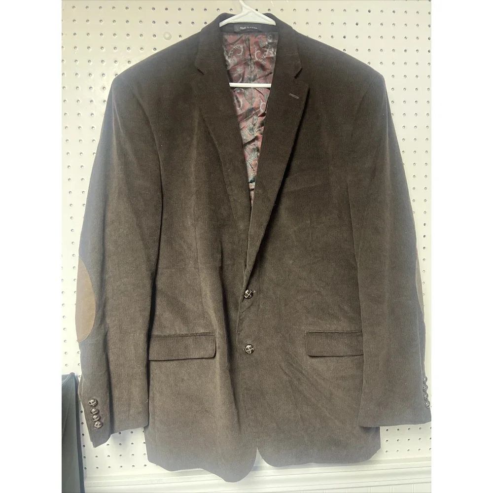 Ralph Lauren Corduroy Brown Elbow Patch Paisley Liner Blazer SportsCoat Size 46L